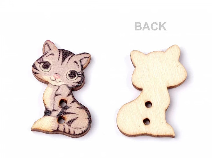 Katzen - Knöpfe aus Holz
