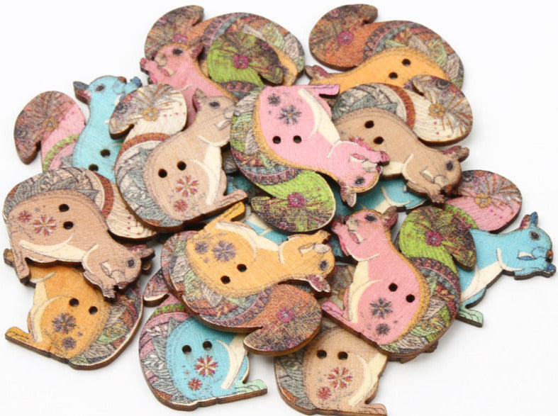 Eichhörnchen - Knöpfe aus Holz